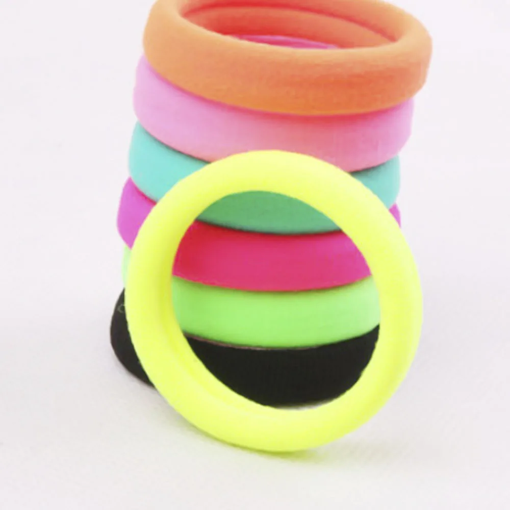 5pcs Hot Selling Jewelry Multi Color Explosion Model Korean Fluorescent Hair Tie Popular Candy Color Hair Tie Seamless Hair Rope