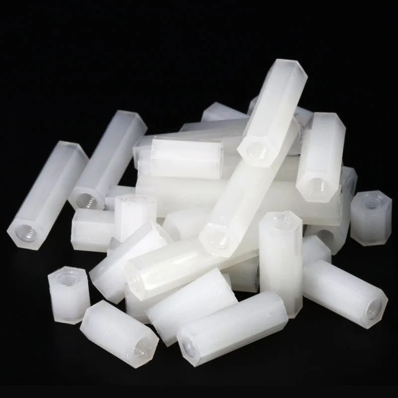 50pcs M2 M2.5 M3 M4 White Nylon Double pass Hex Standoff Female Plastic Hexagonal Threaded Motherboard Spacer Pillar Boards Nut