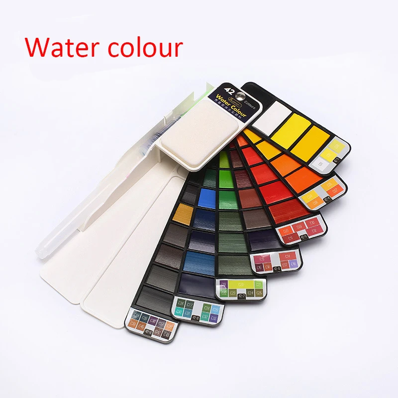 

18/25/33/42 Solid Watercolor Paint Set With Water Brush Pen Foldable Travel Water Color Pigment For Draw Dropshipping