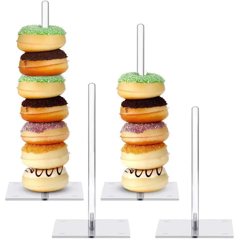 4pcs Donut Holder Acrylic Donut Stand Tower Bagel Display Stand for Birthday Party Table Decorations Wedding Party Supplies