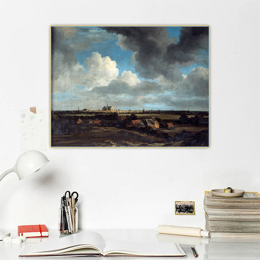 Jacob van Ruisdael《Distant view of Haarlem》Canvas Oil Painting Art Aesthetic Poster Picture Wall Hanging Decor Home Decoration