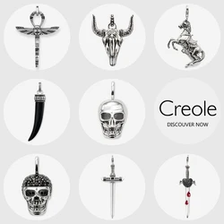 Cross of Life Ankh Bull Horse Tooth Skull Sword Necklace Pendant,2019 Rebel Fashion Jewelry 925 Sterling Silver Trendy Gift