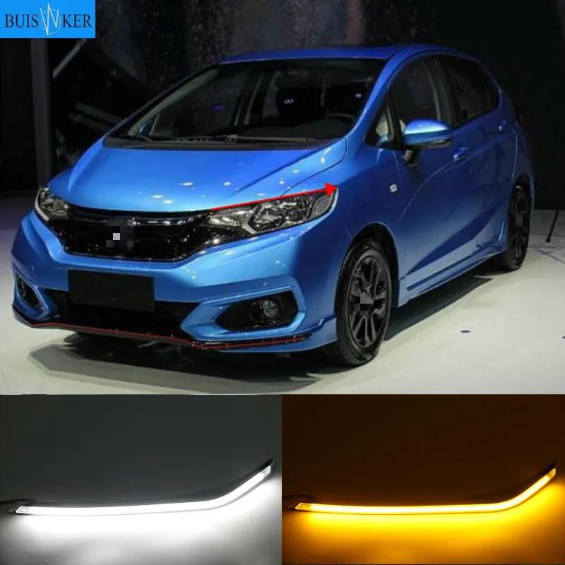 

LED DRL fog lamp with turn signal function car styling LED Daytime Running Lights For Honda Jazz fit 2015-2020