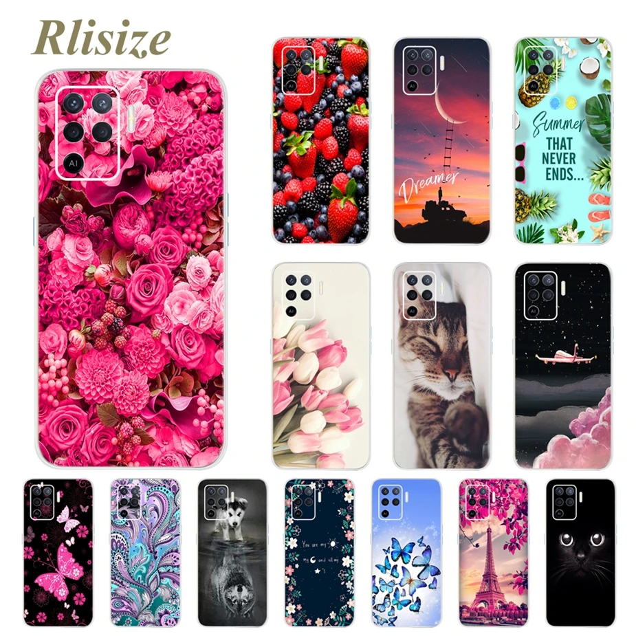 For Oppo A54 A74 A94 Case Soft Silicone Colorful Flower Painted Cover For Oppo A 74 54 94 OppoA94 5G Phone Cases Oppo A74 Bumper