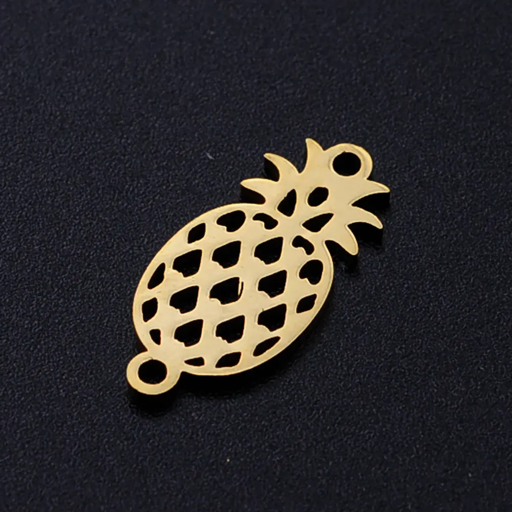 5pcs/lot Tropical Pineapple Fruit 316L Stainless Steel DIY Connector Charms Wholesale For Bracelets Making Finding Supplies