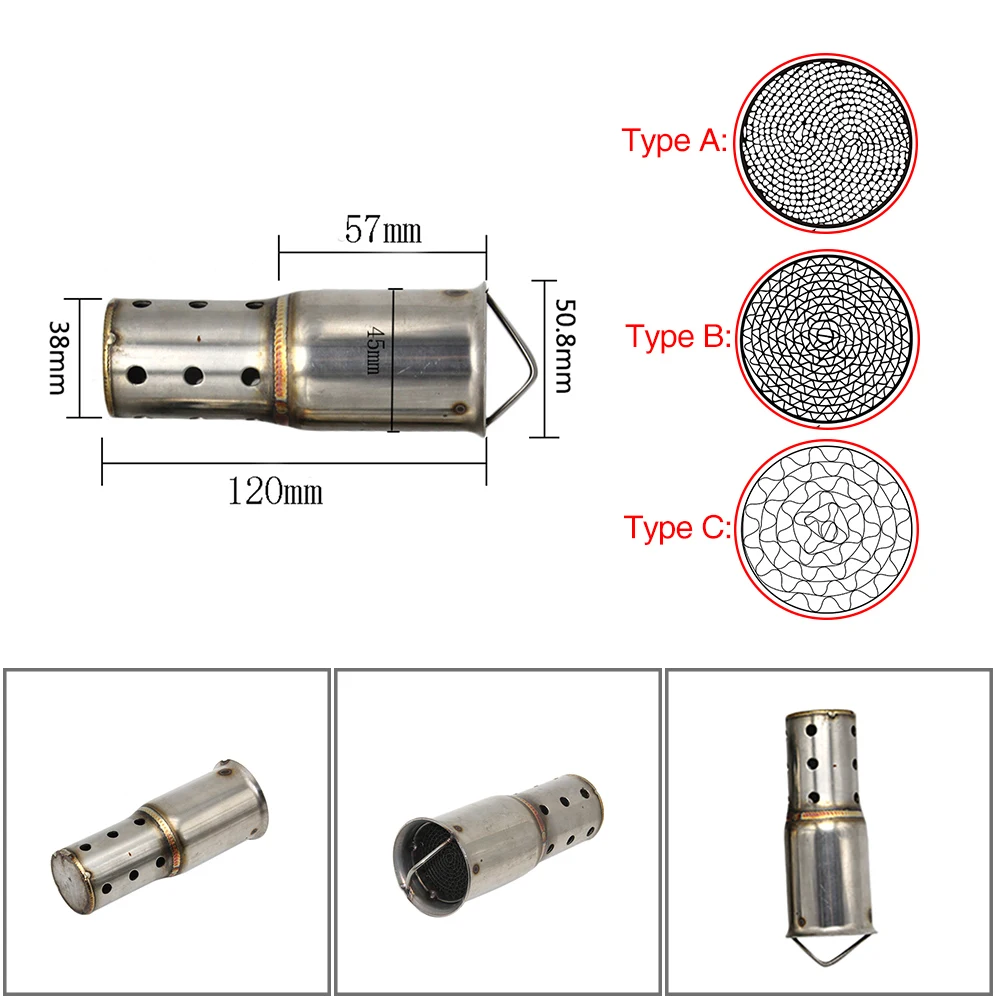 Sclmotos- 50.8mm 60mm Motorcycle Exhaust Metal Catalyst DB Killer Silencing Muffler Baffle for Yamaha for Suzuki Dit Bike Moped