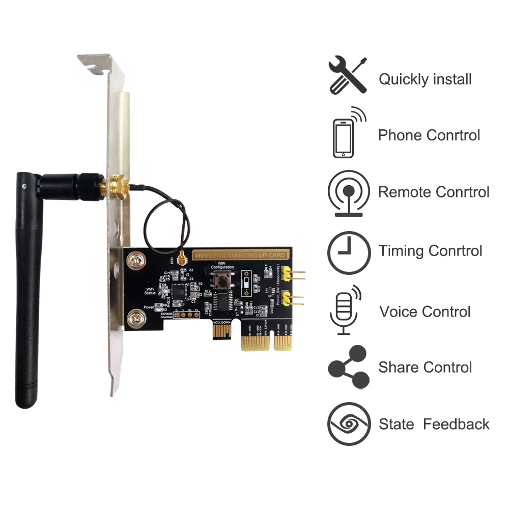 EweLink Mini PC Remote Control Turn On/OFF Switch Boot Card Relay Module Restart Switch for PCI-e Desktop