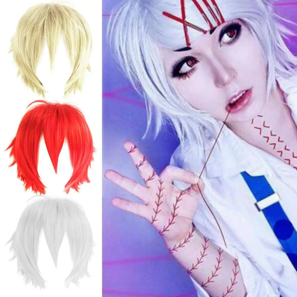 

Hairpiece Adjustable Unisex Synthetic Wig Short Spiky Layered Hair Synthetic Anime Cosplay Synthetic Hair Wigs with Inner Net