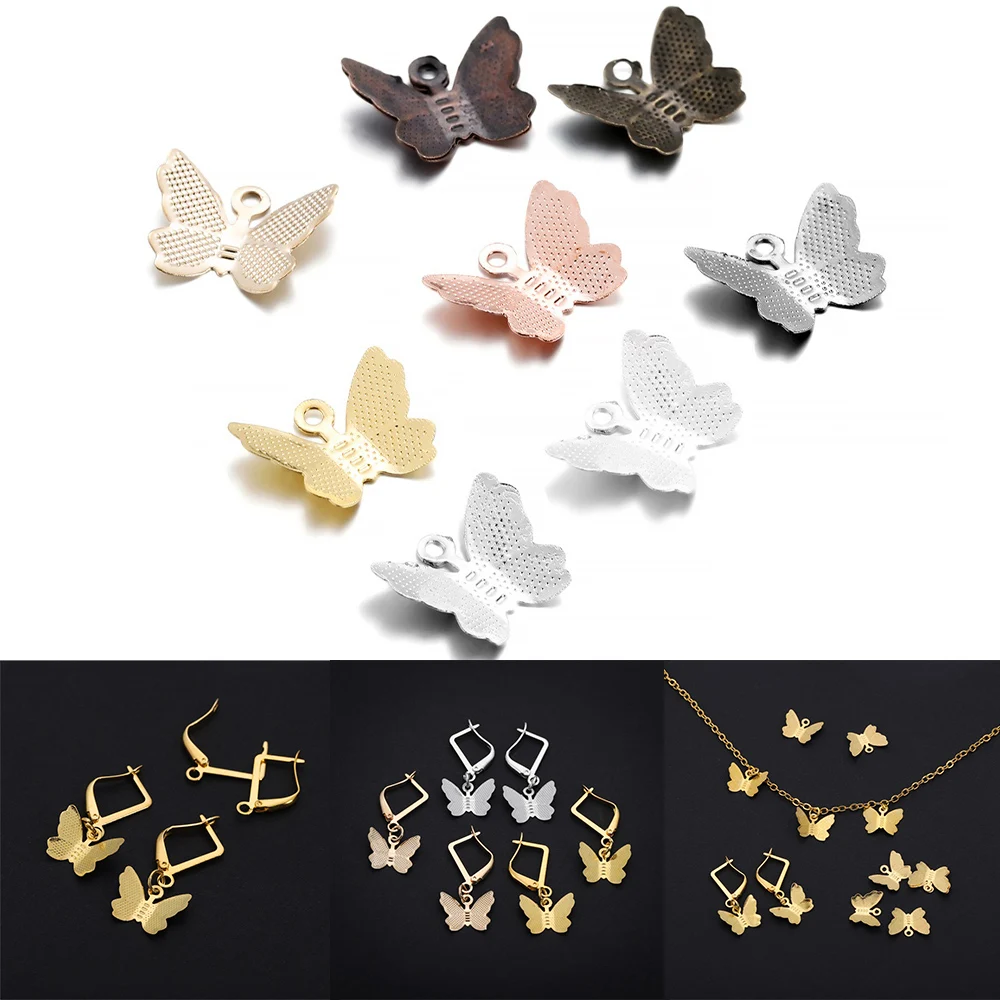 

100Pcs/Lot 11mmx13mm Metal Butterfly Filigree Wraps Connectors Charm for DIY Pendants Jewelry Making Accessories Supplies