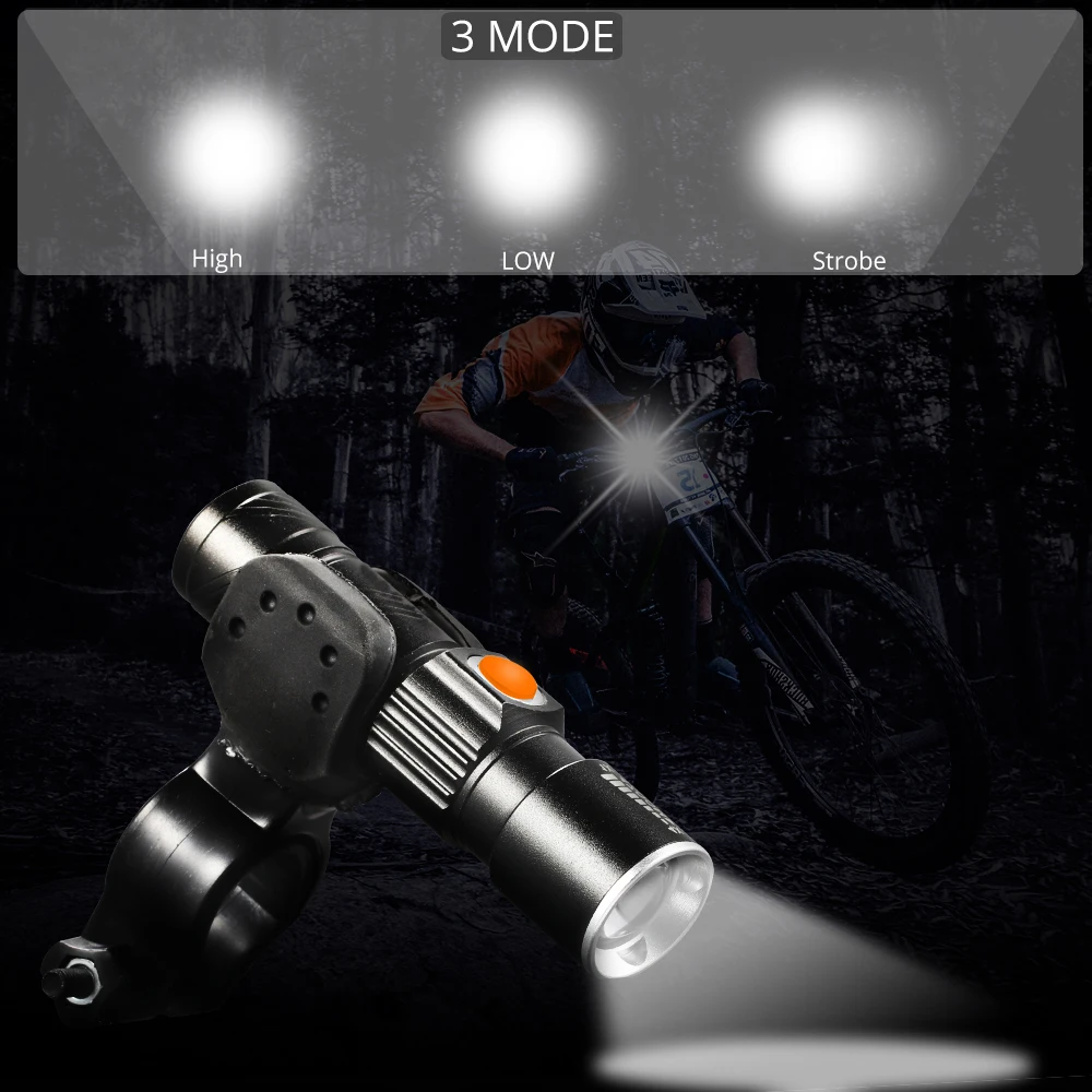 3 in1 8000 Lumen Bike Bicycle Light Set USB rechargeable LED Waterproof Super Bright Zoom Headlight Rear light  MTB Bike Light