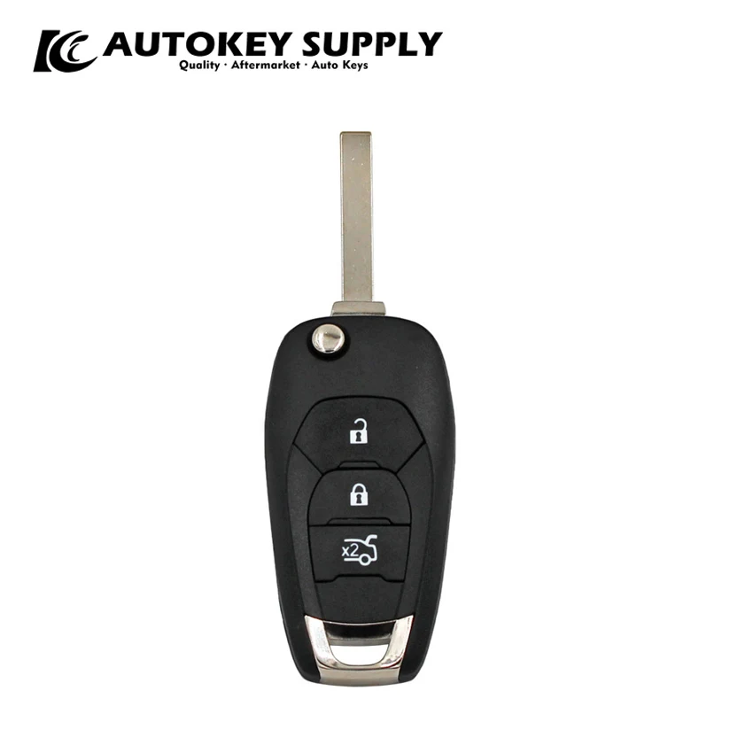 

Autokeysupply AKGMF124 New Replacement 3 Buttons Remote Flip Key Shell For Chevrolet