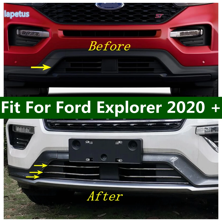 

Lapetus Front Below Grille Grill Decoration Stripes Cover Trim 5PCS For Ford Explorer 2020 - 2022 Stainless Steel Accessories