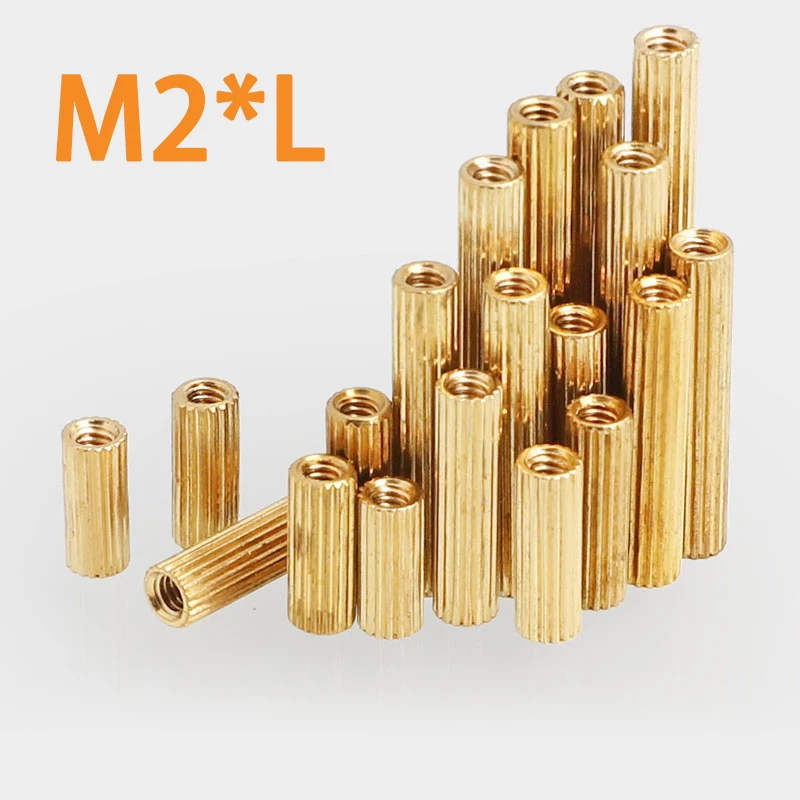 50/20pcs M2*L L=3mm to 38mm 2mm Thread Brass Round Standoff Spacer Female Female M2 Brass Threaded Spacer