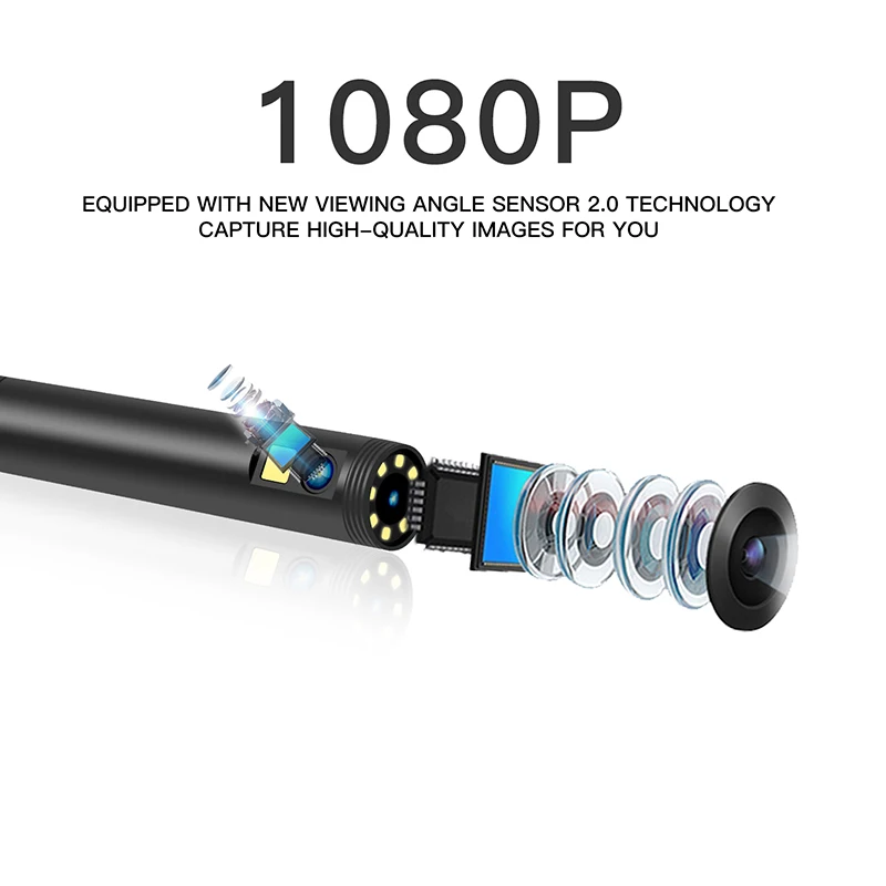 2MP Dual Lens Handheld Endoscope Inspection Camera IP68 Waterproof Snake Camera 8MM 1080P HD With 2600mAh Battery 9 LEDS Camera