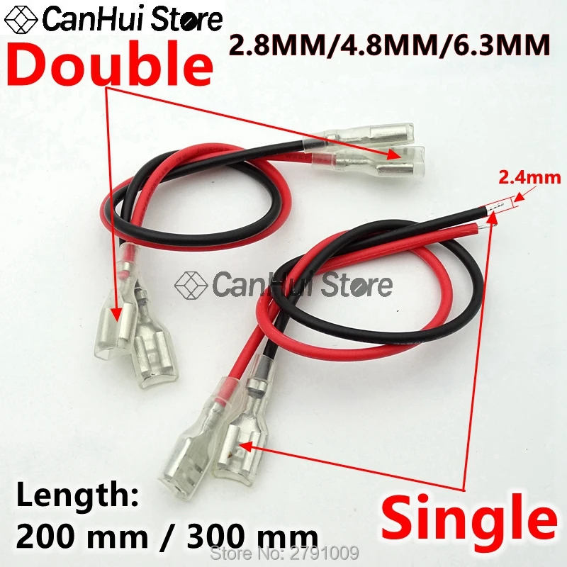 2,8 mm/4,8 mm/6,3 mm Przełącznik przewodów Złącza Zaciskane złącze żeńskie Spade Zaciskane zaciski Sprężynowy przewód łączący, czerwony/bl