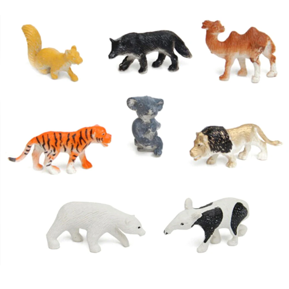 8 Pieces Small Farm Animals Models Chicken Duck Gift Kids Figures Figurines Set Toys Simulation Horse Cat Dog Cow Pig Sheep