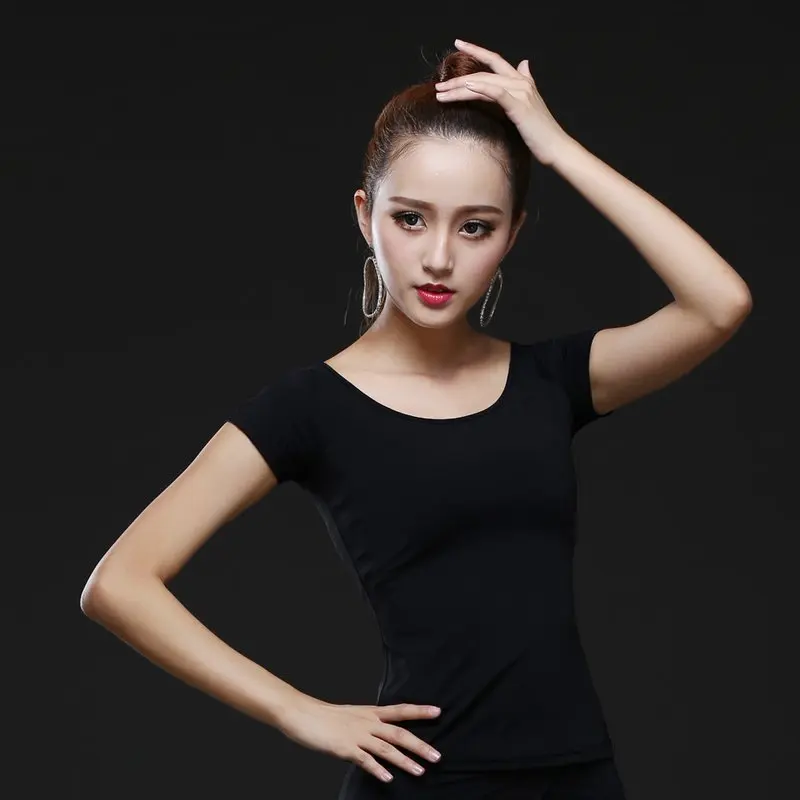 Top latino donna danza latina Basic Top Girl Dancewear Sexy latino Ballroom Samba Tango Flamengo Dancing Practice t-shirt Costume