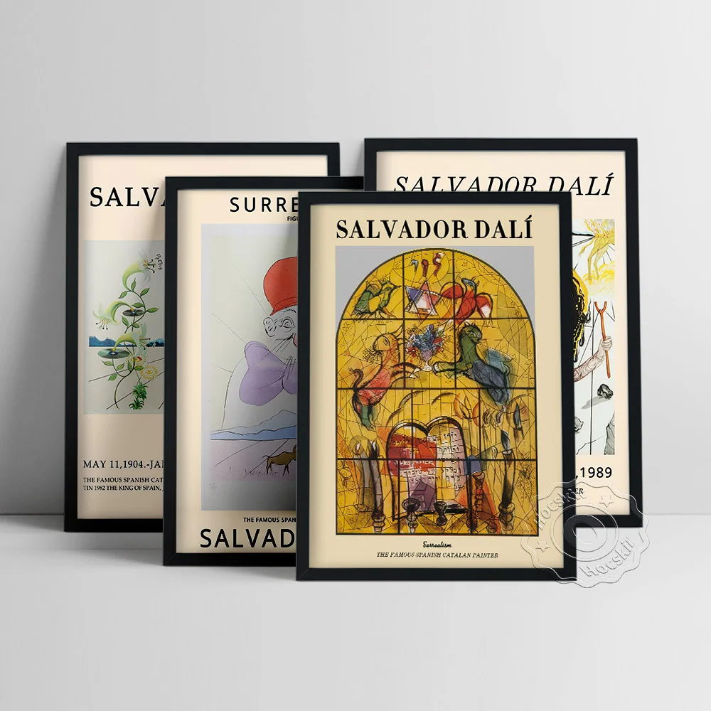 Salvador Dali Exhibition Poster, The Persistence Of Memory Oil Painting, Chagall The Tribe Of Levi Art Prints, Vintage Wall Art