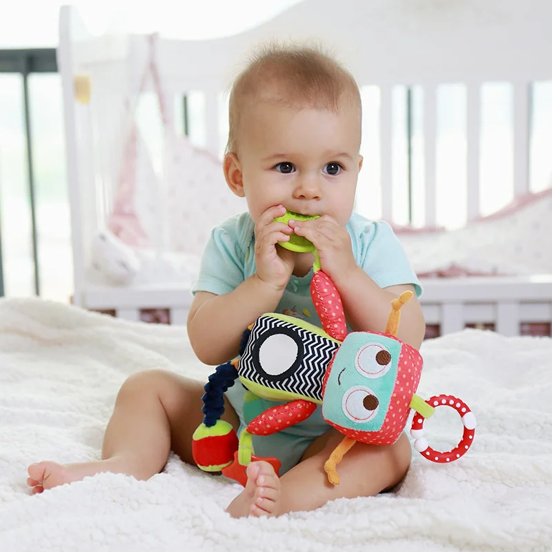 Bebê recém-nascido de pelúcia robô boneca brinquedos de carrinho de criança elefante chocalho infantil cama berço pendurado brinquedos móveis para crianças presente