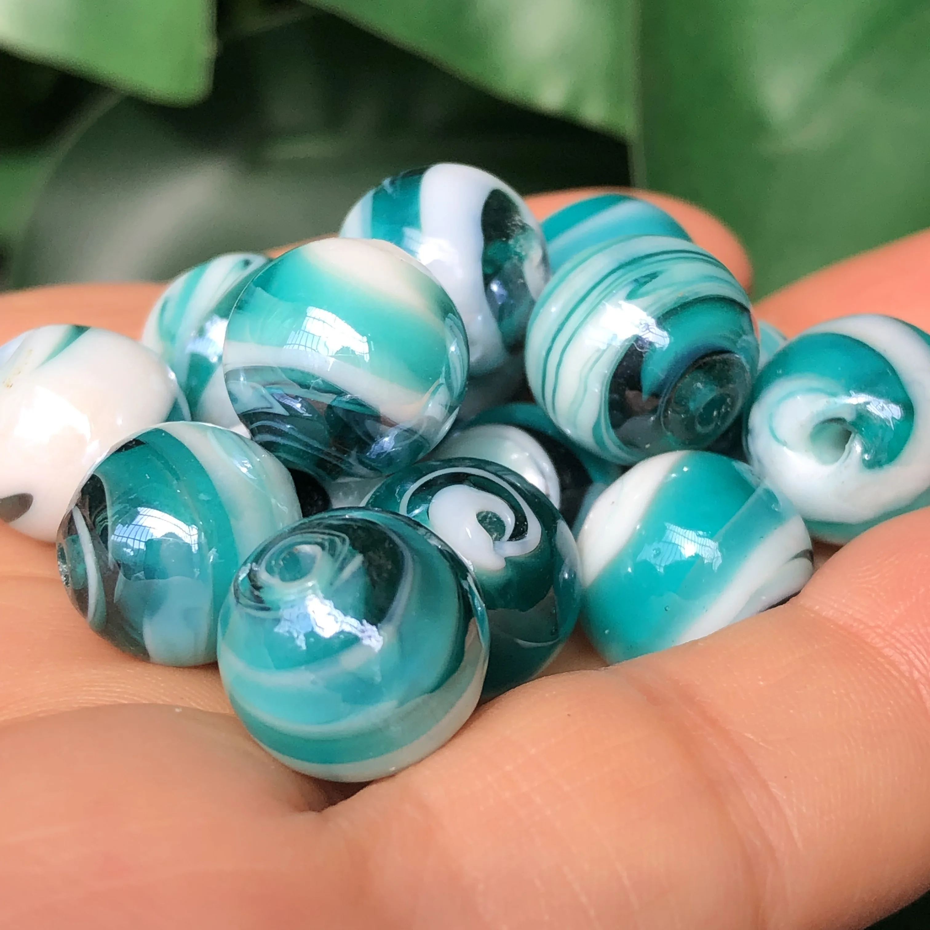12mm grande Murano Malachite verde strisce di caramelle Lampwork perline di cristallo distanziatore tondo per gioielli che fanno accessori fai da te