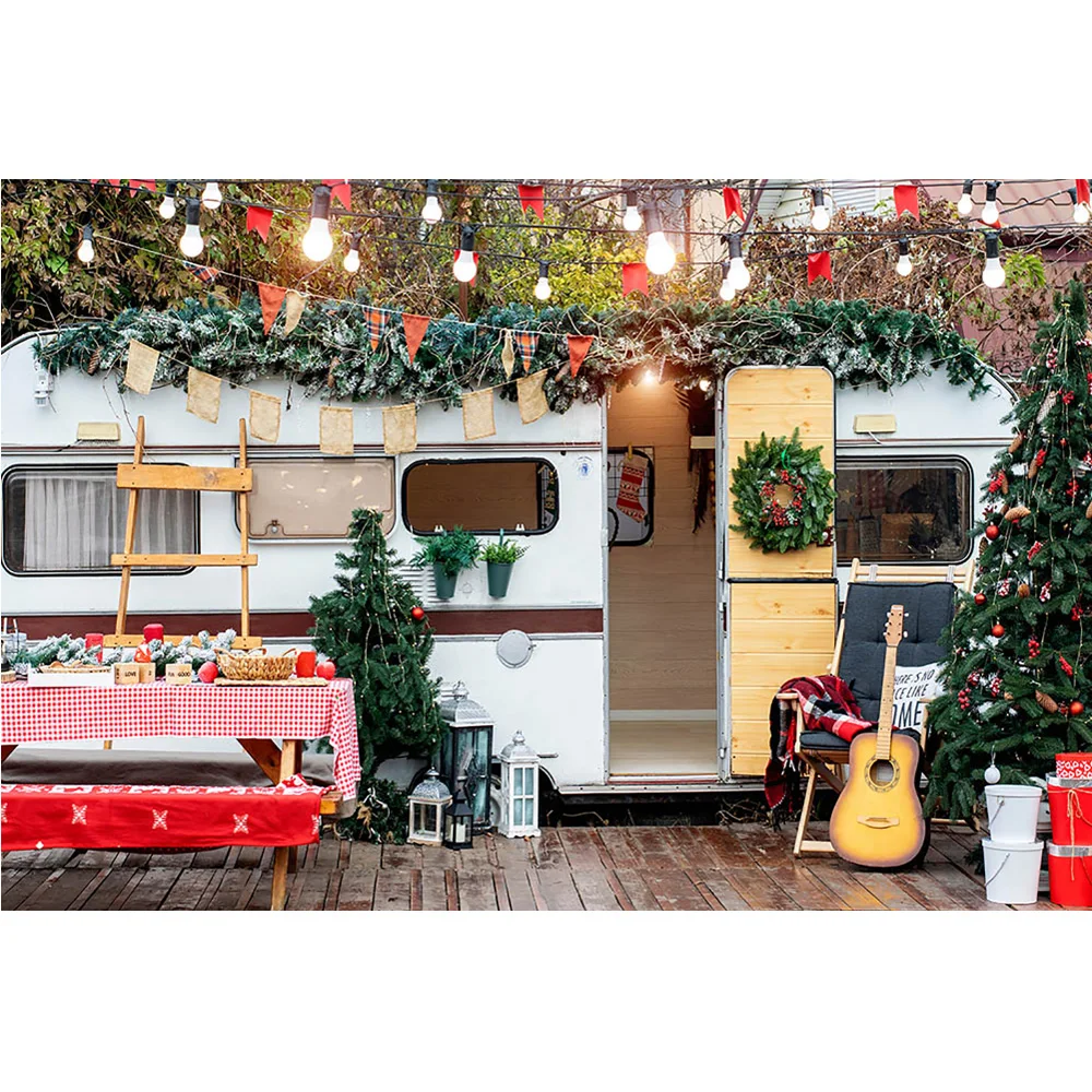 Winter Christmas Backdrop Photography Wild Camping Xmas Outdoor Cake Smash Background Family Portrait Photo Studio Decorations