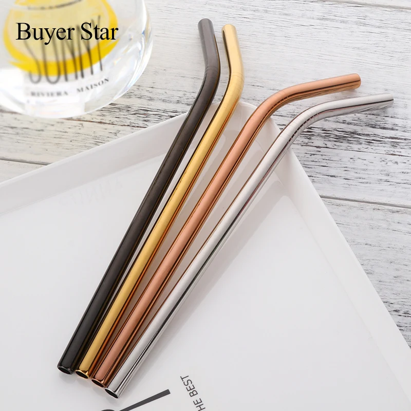 8pcs Metal Extra Long 8mm Wide Straw Stainless Steel Straws Reusable Drinking Straw with Brush For Yeti Tumbler Bar Accessories