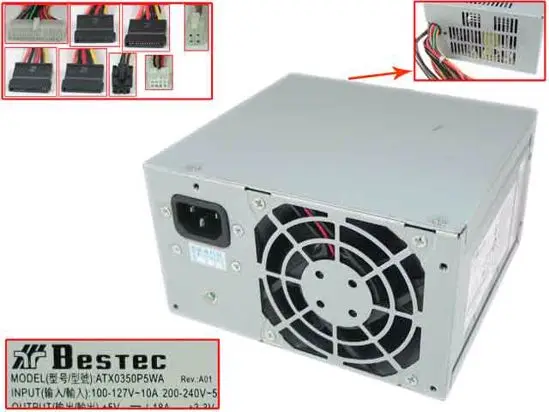 

Bestec ATX0350P5WA 0G846G Server Power Supply ATX0350P5WA