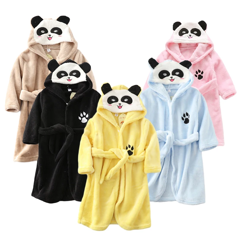 2023 Children\'s Pajamas Winter Toddler Flannel Pajamas Robes Boy Girl Hooded Bathrobe Baby Homewear Clothing Kids Jacket Coat