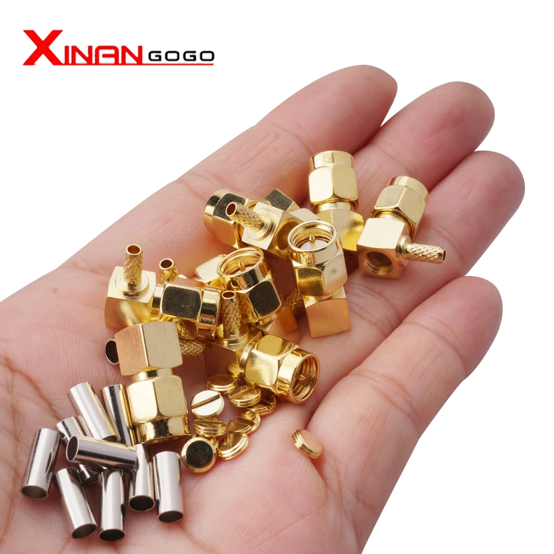 

10pcs SMA Male Right Angle Crimp for RG174 RG316 RG316D RG179 LMR100 Cable RP SMA Male RF Connector