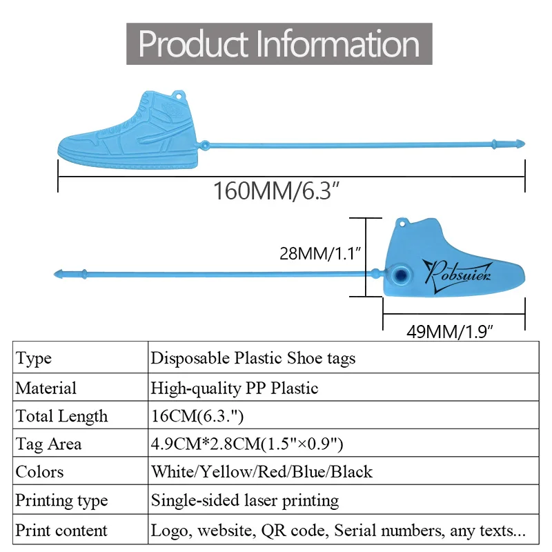 100 własne Logo na etykietach AJ z jednorazowych białych plastikowych nadrukowana marka etykieta do trampek obuwie Air 160mm/6.3\