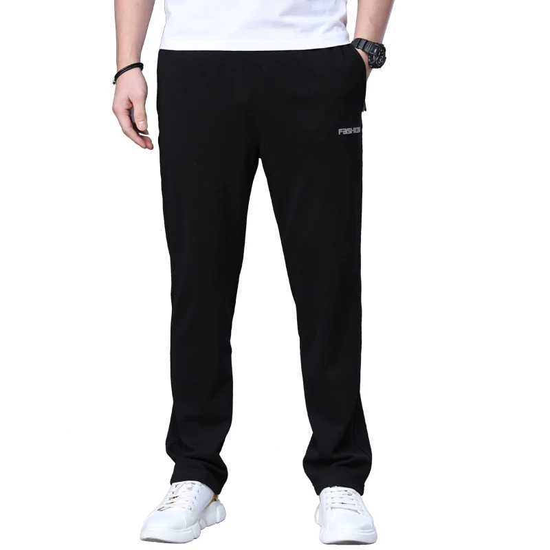 Men\'s Sports Pants with Zipper Pockets,Elastic Waist Sweatpants, Casual Jogging Trousers, Monochromatic, Plus Size, 6XL