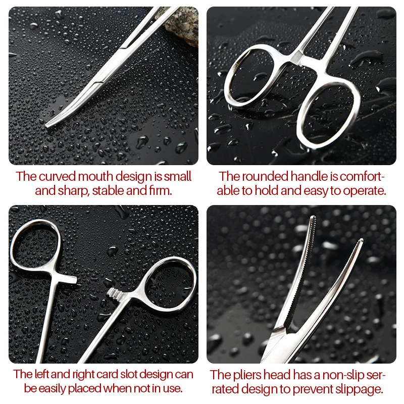 14/16/18cm Stainless Steel Hemostatic Forceps Clamp Veterinary Curved Tip Forceps Locking Clamps  Fish Hook Pliers