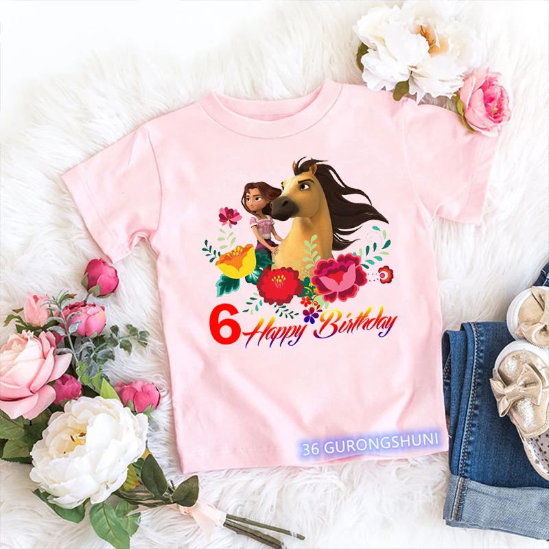 Camiseta Mustang rosa para niña – Motivo ecuestre infantil - imagen 3