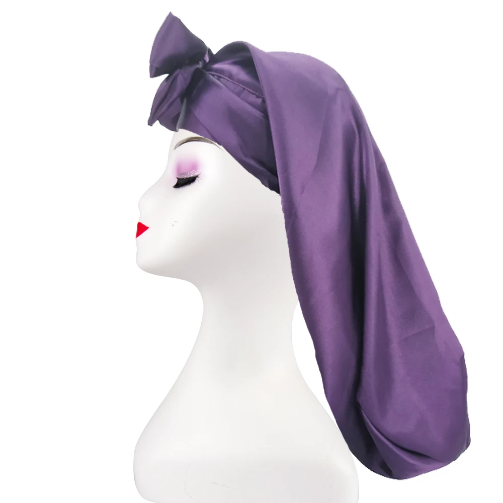 

hot sell women braid bonnet for sleeping with ties satin edge pocket bonnet