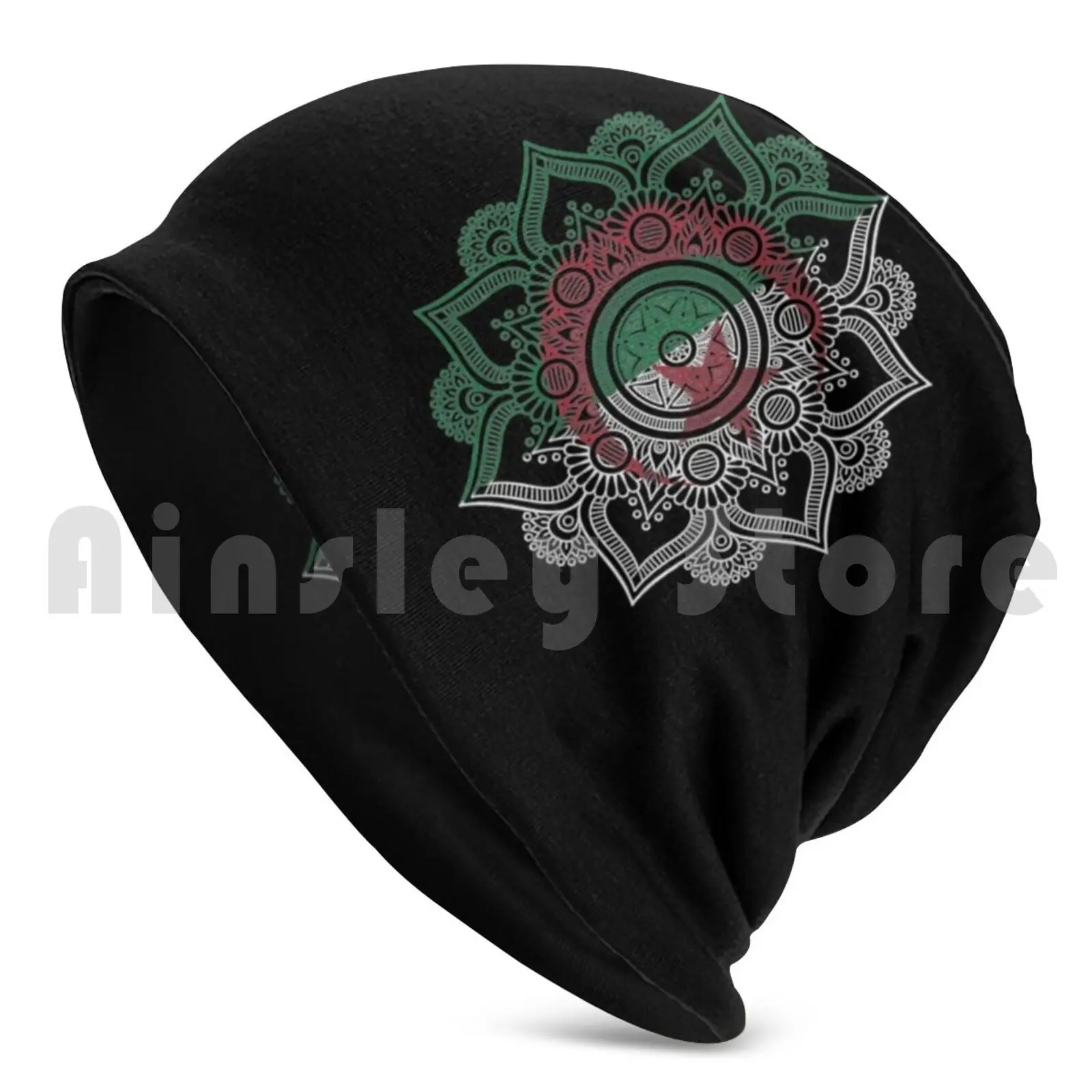 I Love Algeria Mandela Flag Of Algeria-Gift For Algerian From Algeria Beanies Knit Hat Hip Hop Algeria