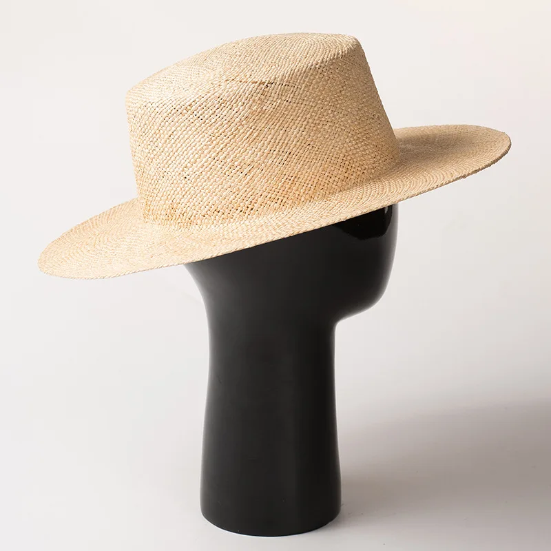 Unisex Beige Wide Brim Treasure Grass Hat Women Men Wedding Church Straw Fedora Hat Outdoor Canotier Summer Sun Hat Gambler Hat