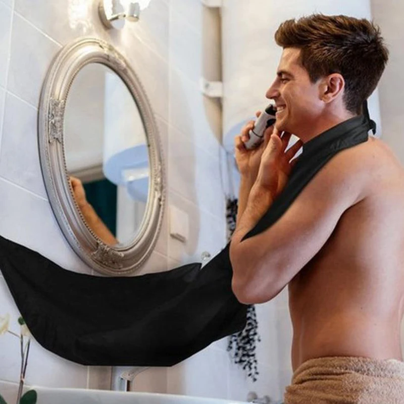 1Pc White Man Beard Cutting Shaving Cape Apron for shaving hair cutting Can attach to the Mirror Home Hair Storage Styling Tool