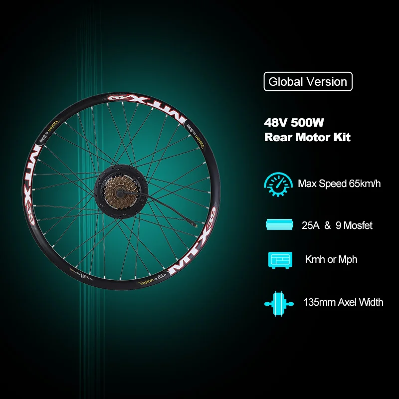 E BIKE Conversion Kit 48V 500W with Bafang Hub Motor Set For Electric Bike Conversion Kit with BAFANG Engine Rear Wheel Motor