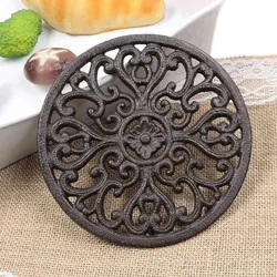 Iron Heat-Insulation Trivet Non-Slip Potholders for Kitchen Dining Table Decor Round Cast Iron Trivet 6.7Inch