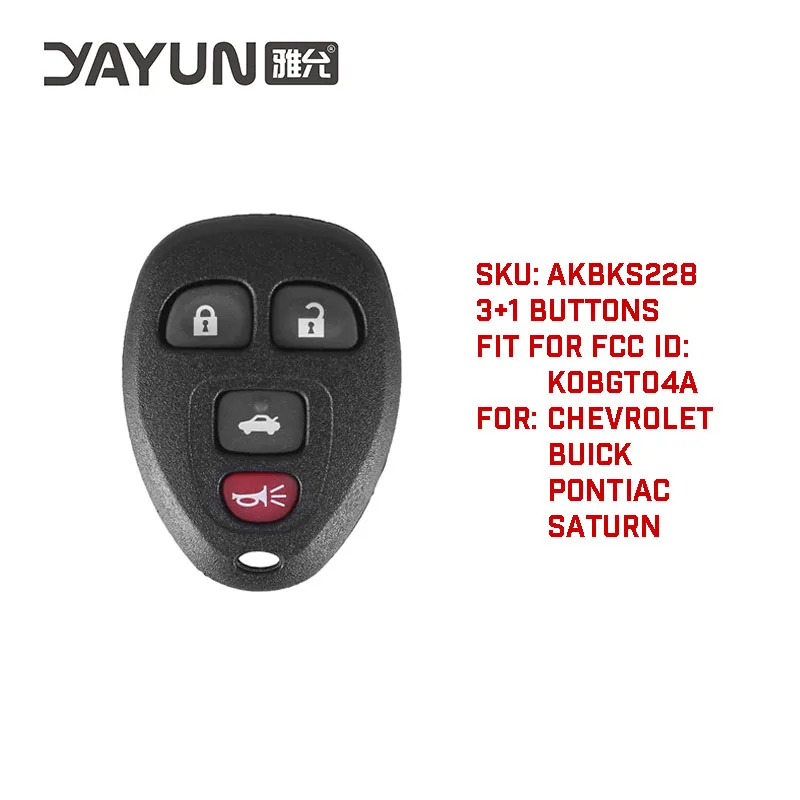 YAYUN AKBKS228 Custodia a conchiglia per telecomando senza chiave per auto con 3 + 1 pulsanti per Buick Chevrolet