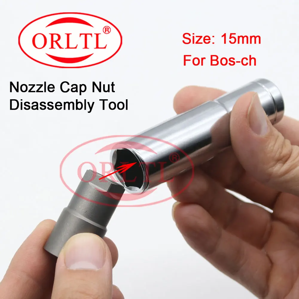 ORLTL Diesel Engine Injector nozzle nut, nozzle cap removal tool for B0SCH Cap diameter (15mm)