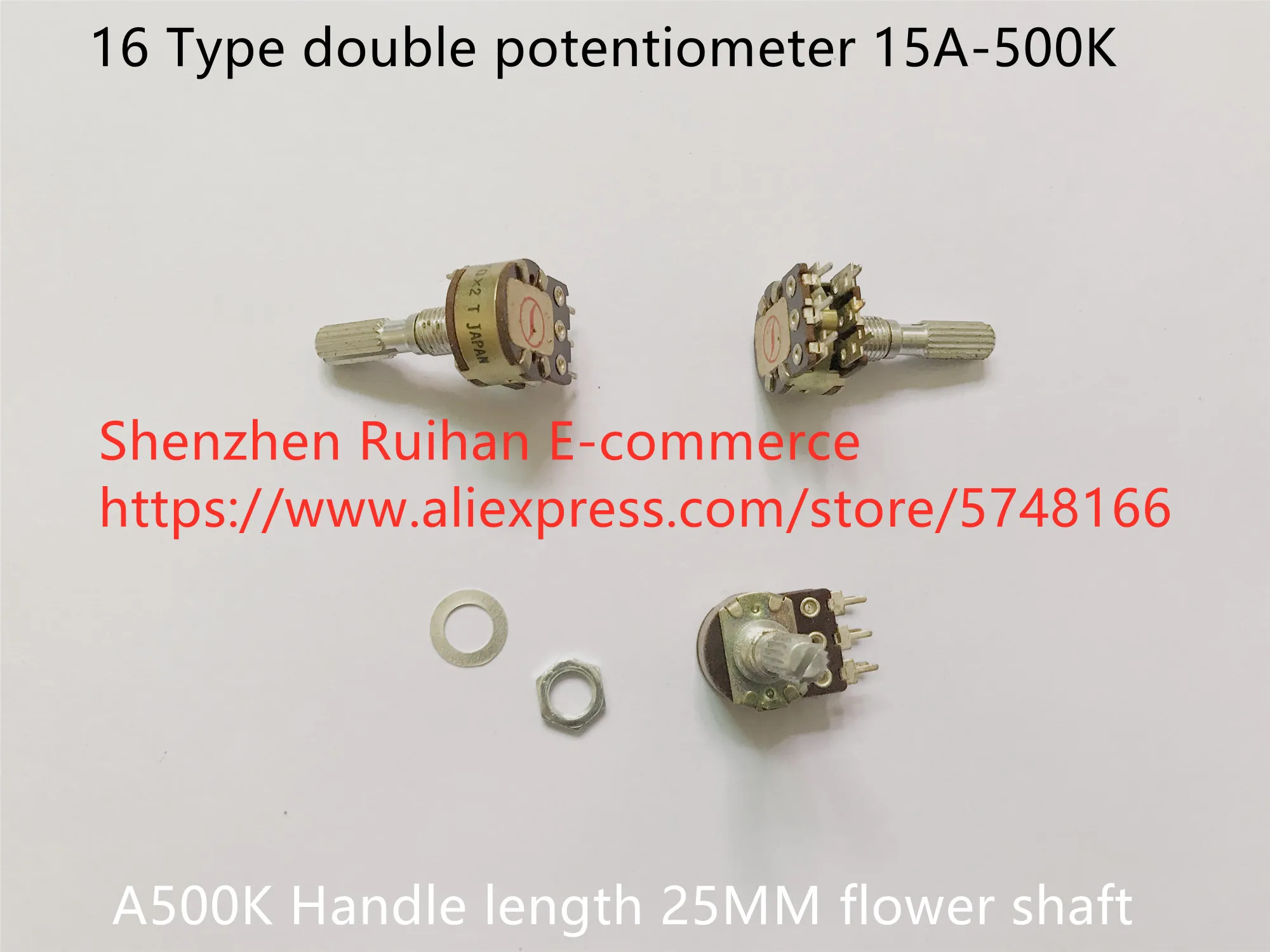 Quality assurance 16 Type double potentiometer 15A-500K A500K Handle length 25MM flower shaft (SWITCH)