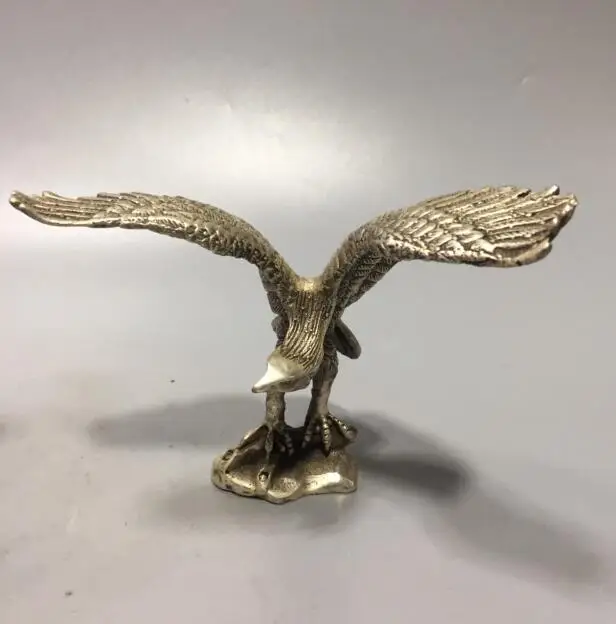 Scarce White copper fine carved lucky soar to great heights eagle Sculpture Statue