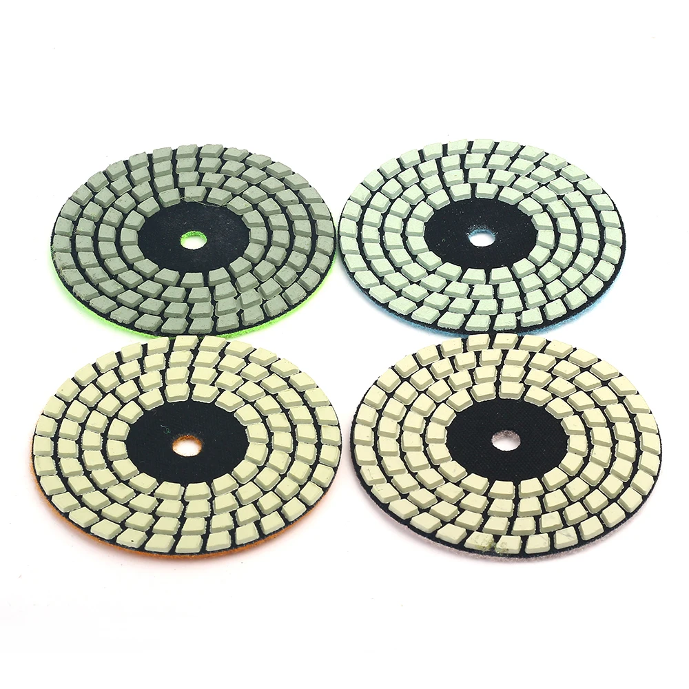 4 "แผ่นขัด Dry Diamond 4ขั้นตอนแผ่นขัดหินอ่อน100มม.แห้งบดสำหรับหินขัดแผ่นดิสก์