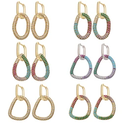 ZHUKOU 2020 NEW popular 1 piece water drops irregular CZ crystal hoop earrings gold color women earrings model:VE231