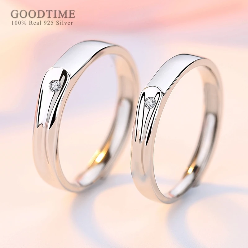 Fashion Lover Rings 100% Real 925 Sterling Silver Rings Wedding Couple Zircon Drill Ring Jewelry Record Rings For Valentine Day