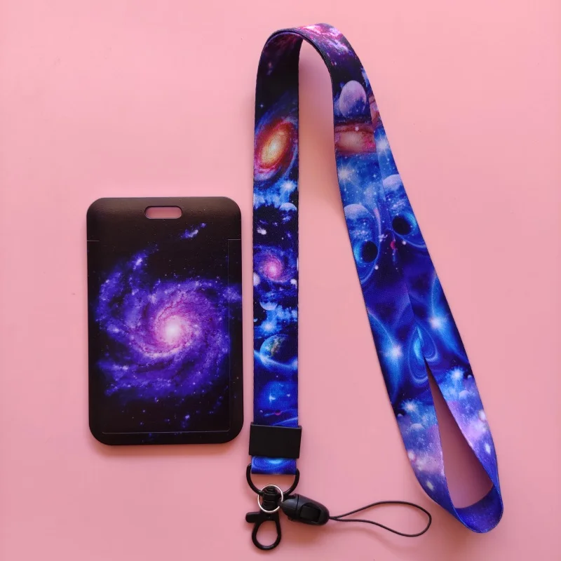 Galaxie Männer Visitenkarte halter für Schlüssel Kette Tür Abzeichen halter hängende Hals riemen Visitenkarte Fall Lanyard ID Zubehör