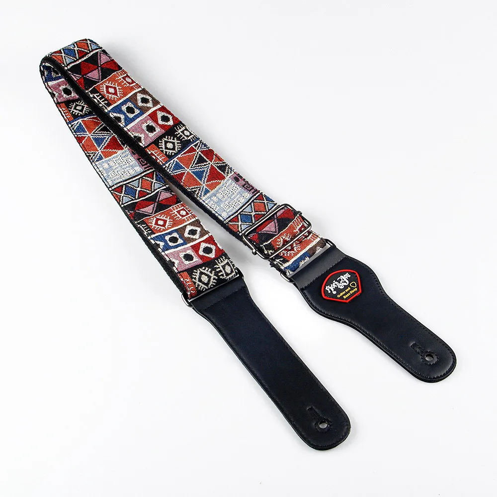 Neuer hochwertiger Baumwoll-Gitarrengurt, Akustikgitarrengurt, E-Bass-Gitarrengurt, verstellbare Länge, verbreitert 6,2 cm – Detail 8