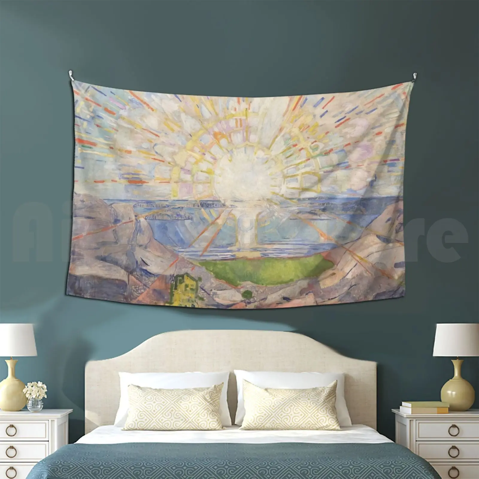 Edvard Munch The Sun Solen Tapestry Living Room Bedroom Munch Edvard Munch The Sun Summer Sun Sea Scandinavian