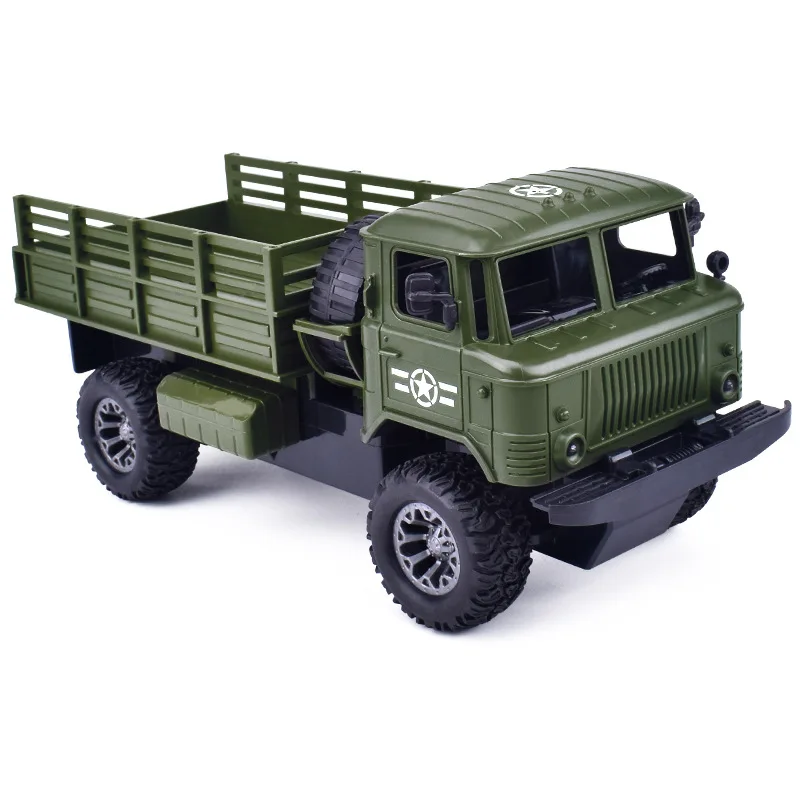 1:18 24CM High Speed 4 Channels RC Car With Headlights Remote Control Military Transport Truck Model Toy Gift for Boys